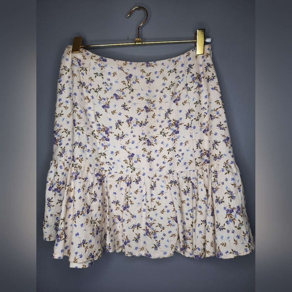 MINKPINK Cream Floral A-Line Skirt Size XS